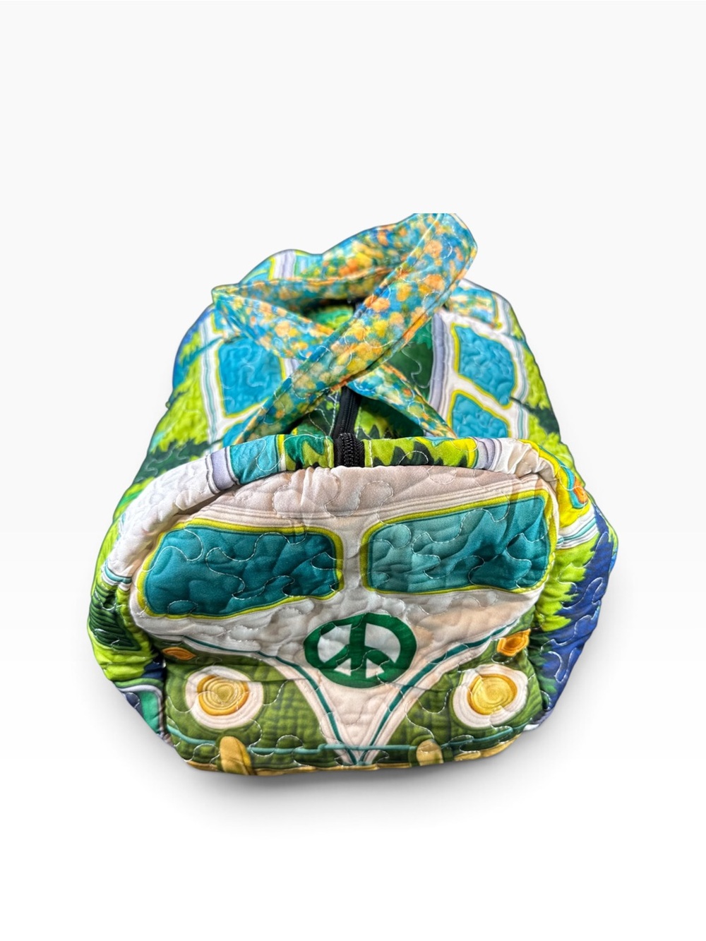 Quilted Peace Van  Duffle Bag - Green & Teal